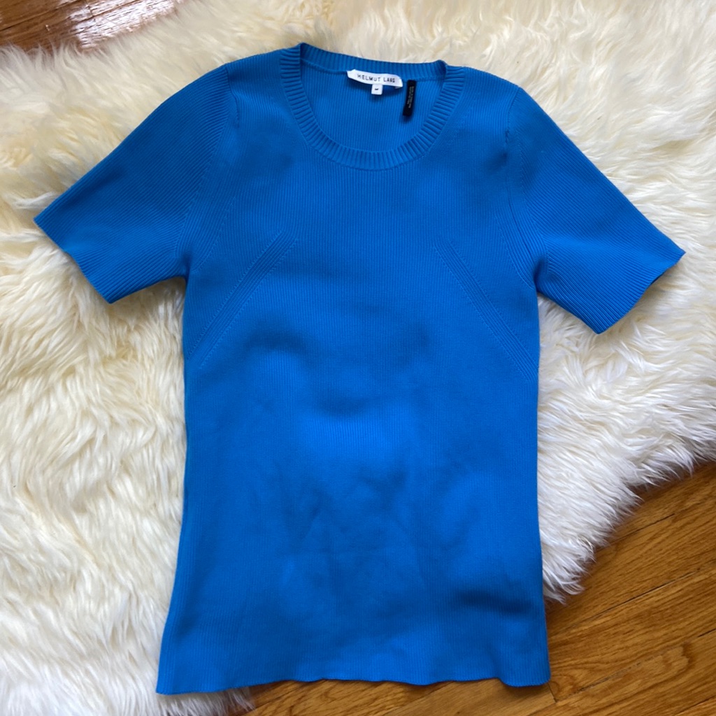 Helmut Lang Blue Short Sleeve Top